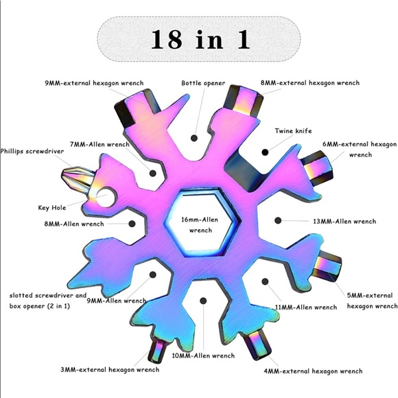 3/$15❤️ BRAND NEW Snowflake Keychain Multi-purpose Tool - Picture 3 of 11
